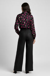 Silk Black Floral Top